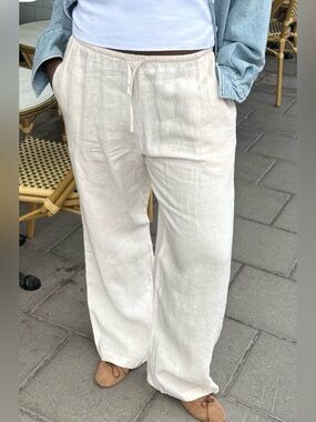DJERF Avenue Cream Linen Pants 3XL